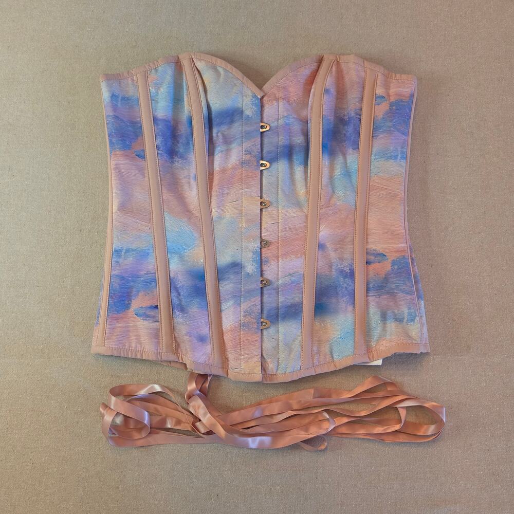 Corset Story Pink & Blue Pastel Watercolor Corset Sz 18 UK (XL)